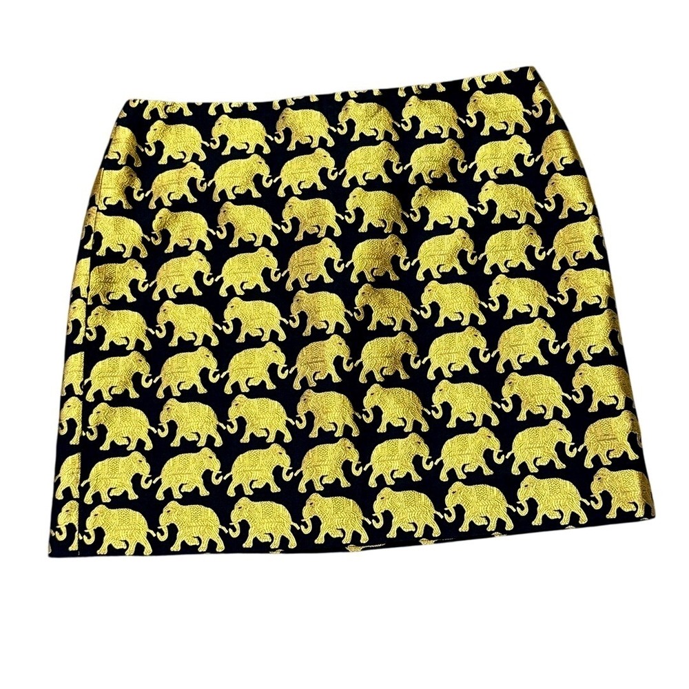 J. CREW 2015 Elephant Parade Gold Jacquard Origami Mini Skirt | Sz 0